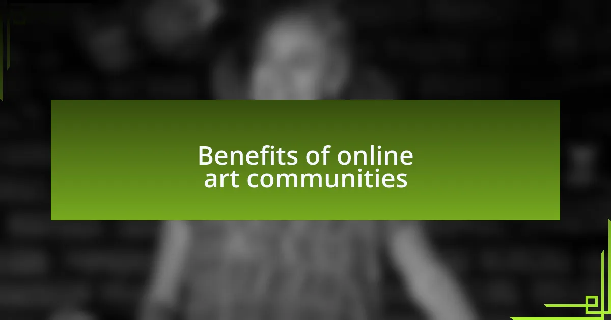 Benefits of online art communities