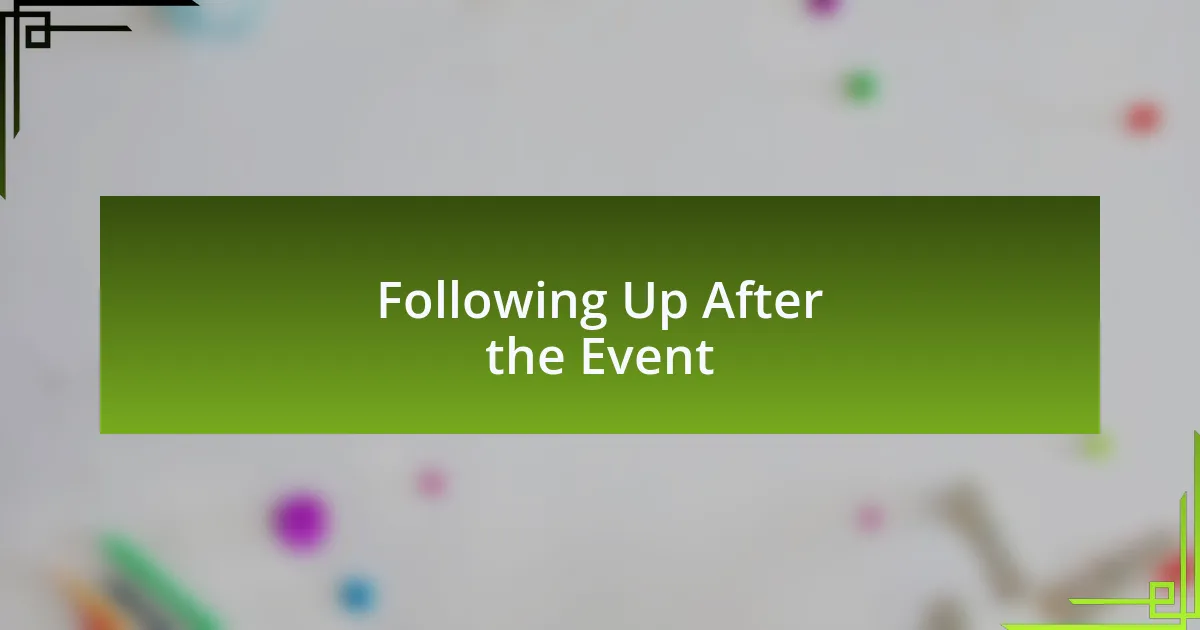 Following Up After the Event