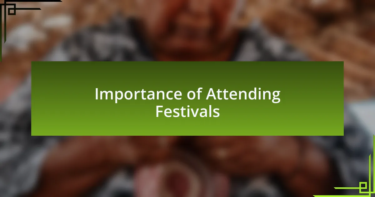 Importance of Attending Festivals