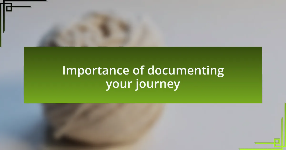 Importance of documenting your journey