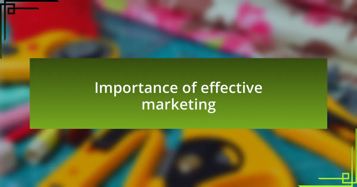 Importance of effective marketing