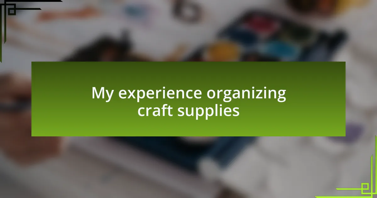 My experience organizing craft supplies