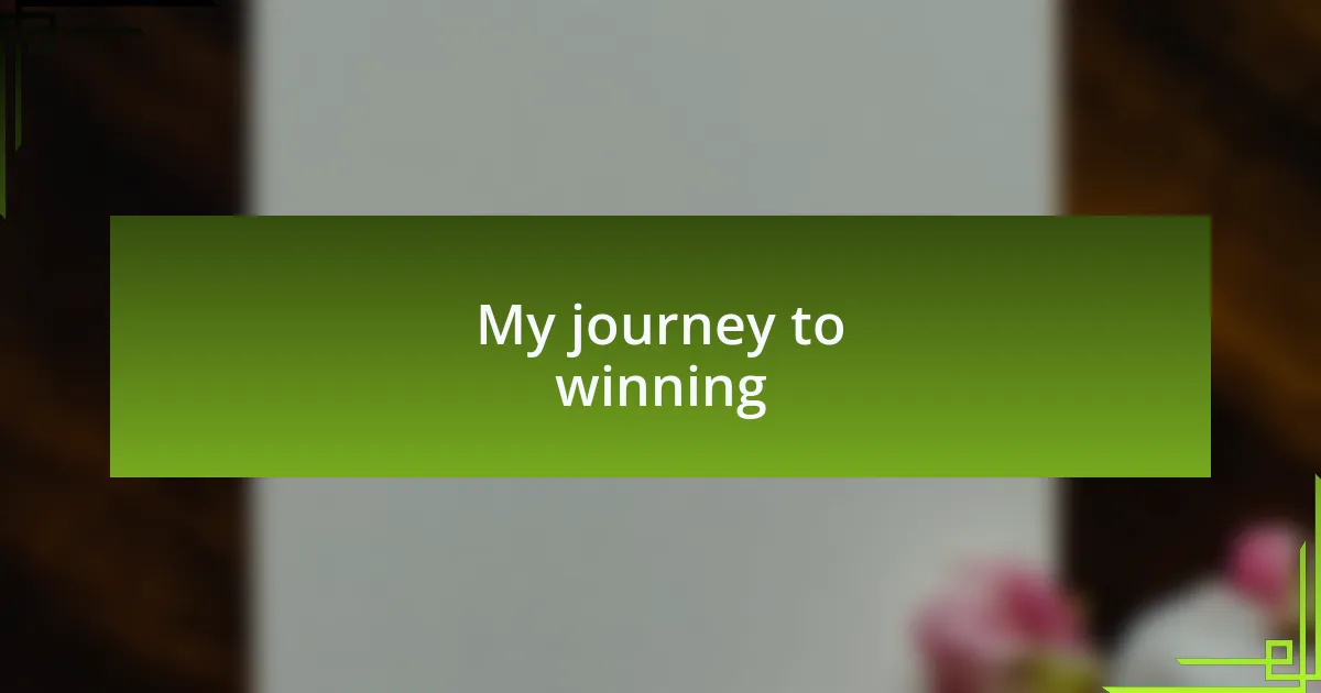 My journey to winning