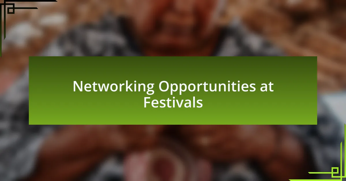Networking Opportunities at Festivals