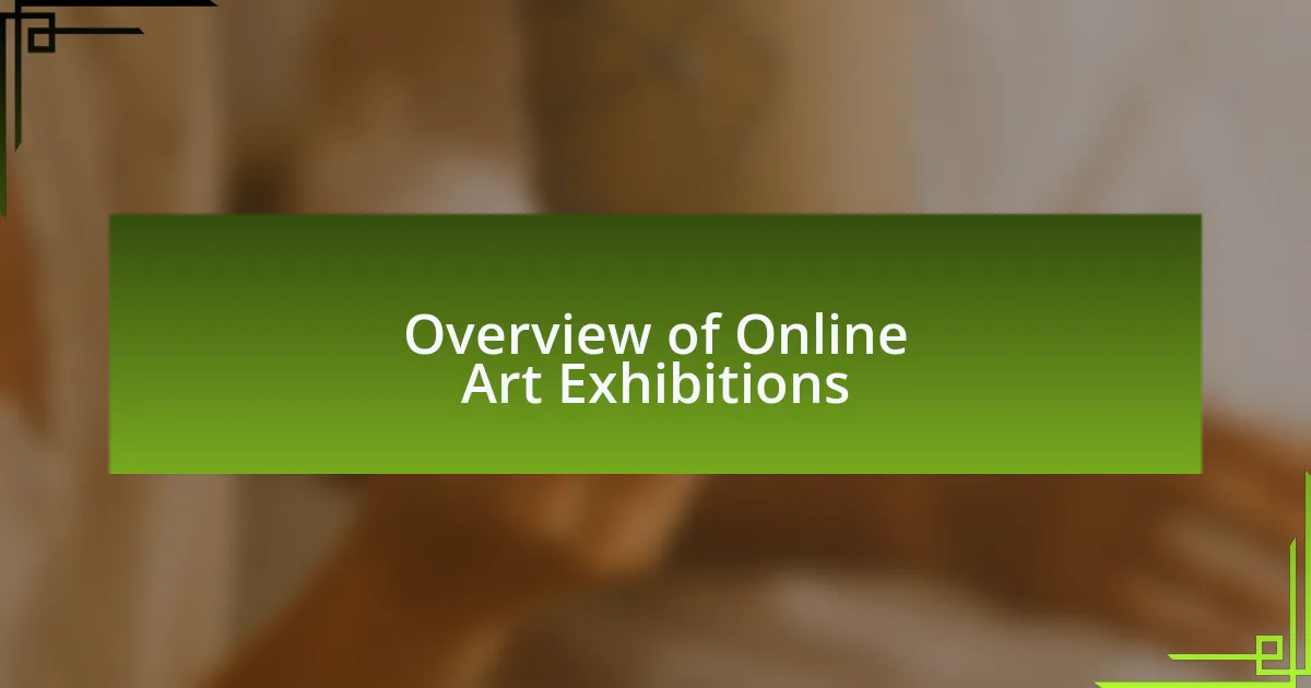 Overview of Online Art Exhibitions