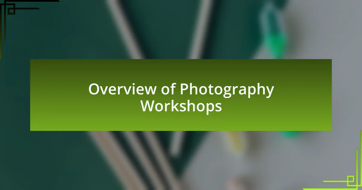 Overview of Photography Workshops