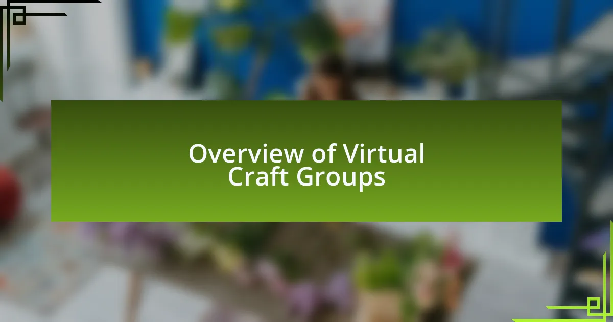 Overview of Virtual Craft Groups