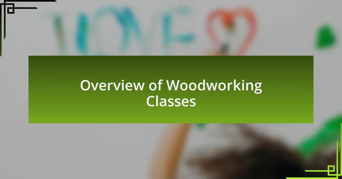 Overview of Woodworking Classes