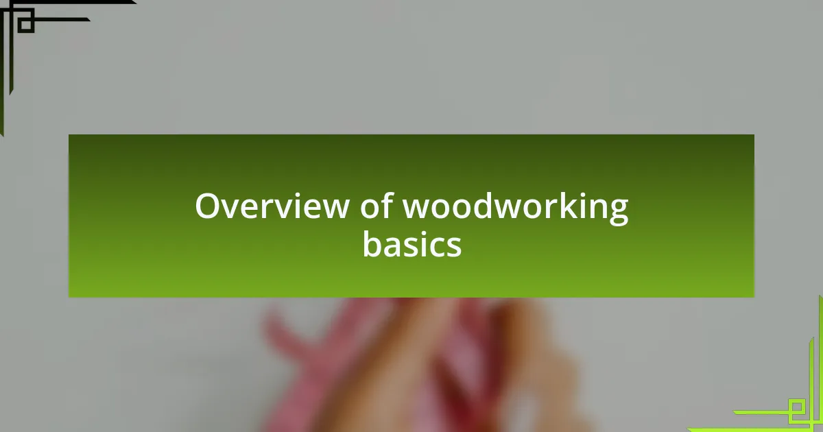 Overview of woodworking basics