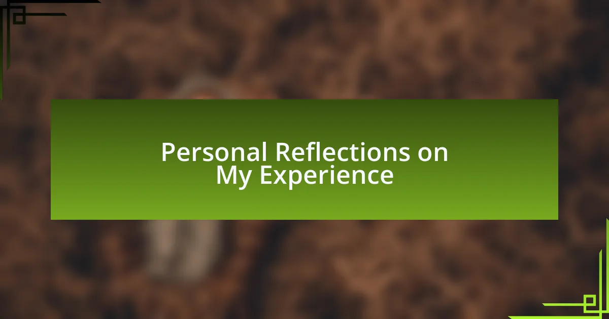 Personal Reflections on My Experience